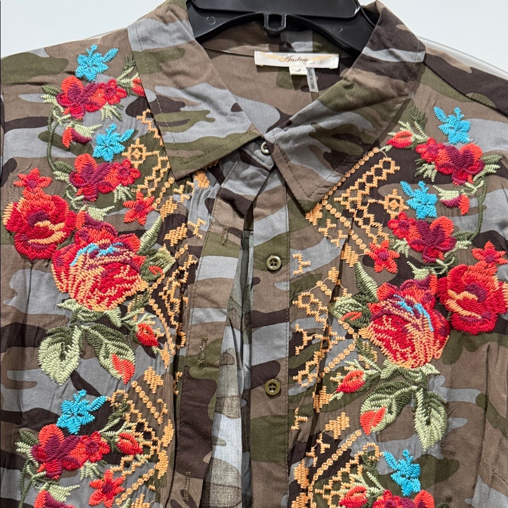 Floral Embroidered Camo Maxi Dress - Picture 3 of 6